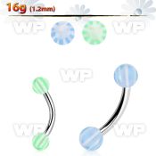 bnedxw steel eyebrow banana w 3mm acrylic balls w star pattern