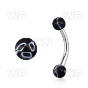 bnedxx steel eyebrow banana w 3mm black white flower balls
