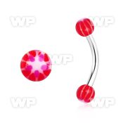 bnedxz steel eyebrow banana w 3mm balls w a red white star