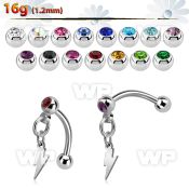 bnerlit2 316l steel eyebrow jewel banana dangling lightning sign