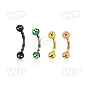 bnet20b anodized 316l steel eyebrow banana, 20g w 3mm balls