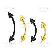 bnet20cn anodized 316l steel eyebrow banana, 20g w 3mm cones
