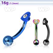 4uwrxc ion plated 316l steel micro banana w small heartcenter eyebrow piercing