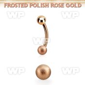 bnett1fo rose gold steel eyebrow banana w 3mm frosted steel ball