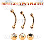 bnett2c rose gold plated steel eyebrow banana w 3mm jewel balls