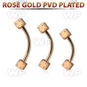 bnett2di rose gold steel eyebrow banana w 2 3mm dices