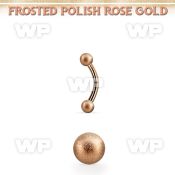 bnettfo3 rose gold steel eyebrow banana w 3mm frosted steel balls