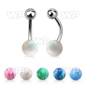 bnop6 316l steel belly banana w lower 6mm synthetic opal ball