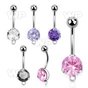 bnrdz8h steel casting belly banana w cz hoop for danglings