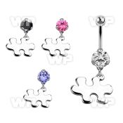 bnrz615 casted steel cz belly banana w autism awareness symbol