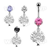 bnrz697 casted steel cz belly banana w tree of life design