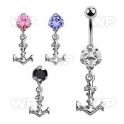 bnrz699 casted steel cz belly banana w plain anchor w rope