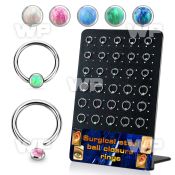 board w 30 steel ball closure ring w 3mm disk with opal