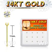 box w 14kt gold bend it nose studs w 1.5mm prong set czs