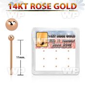 box w 14kt rose gold nose bend it nose stud w 1.5mm ball
