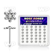 box w 36 silver nose bone w clear crystal david star top 