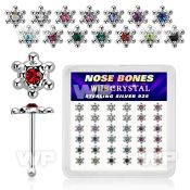 box w 36 silver nose bone w color crystal david star top