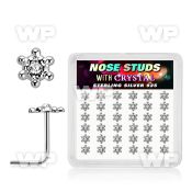 box w 36 silver nose studs w clear crystal david star top