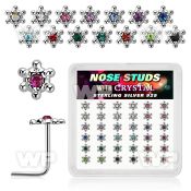 box w 36 silver nose studs w color crystal david star top 