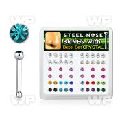 box w 52 steel nose bones w 2mm mixed bezel set crystals