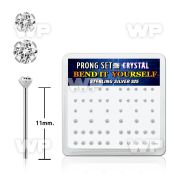 box w silver bend it nose studs 1.5 & 2mm clear crystals
