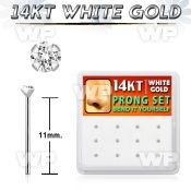 box w white 14kt gold bend it nose stud w 1.5mm clear cz