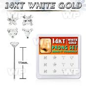 box w white 14kt gold bend it nose studs w mix shaped czs
