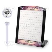 brac17 display w 120 bio  flex nose bones w 2mm clear crystal