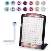 brac26 display w 120 bio  flex nose studs 2 2.5mm crystals