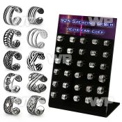 brehvcf display w 30 pcs. of silver helix ear cuff mix designs