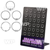 brnhm25 board w 30 silver seamless nose hoop w balinese wire