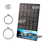 brnhm28 board w 60 silver seamless nose hoop w 1.5mm clear cz