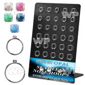 brnhm30 board w 60 silver seamless nose hoop 2mm synthetic opal