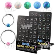 brnhm41 board w 30 silver endless nose hoops w ball w 3mm opal