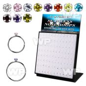 brnhmx35 board w 96 silver seamless nose hoop w 1.5mm assorted cz