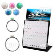 brnhmx38 board 96 silver seamless nose hoop 2mm synthetic opals