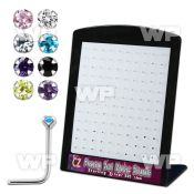 brnszm2 display w silver nose studs 22g w 1.5mm mix color czs