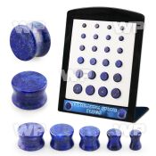 brpg203 display w 24 pcs. of lapislazuli double flare stone plug