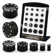 brpg207 display w areng wood solid double flare plug crystal rim