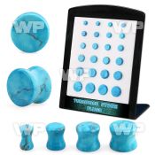 brpg211 display 24 pcs of turquoise double flared stone plugs