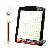 brs124 display w gold plated steel nose bones w 1.5mm clear czs