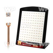 brs129 display w rose gold steel nose bones w 2mm clear czs