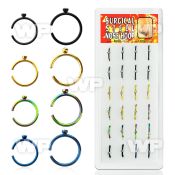 BXNRT3 display anodized nose rings w clear crystal ball