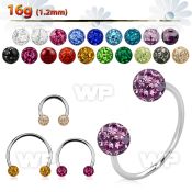 cbefr4l xxl steel circular barbell 16g w 4mm multi crystal balls