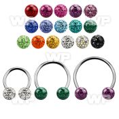 cbefr6l xxl steel circular barbell 16g w 6mm multi crystal balls