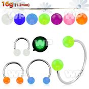 cbeglb4l xxl steel circular barbell 16g 4mm glow in the dark ball