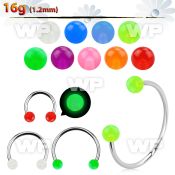cbeglbl xxl steel circular barbell 16g 3mm glow in the dark ball