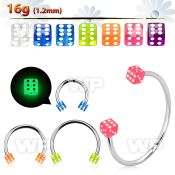 cbegldil xxl steel circular barbell 16g 3mm glow in the dark dice