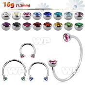 cbehjb3l xxl steel circular barbell, 16g w 3mm half jewel balls