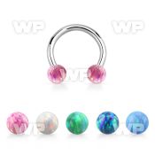 cbeop4 316l steel circular barbell w 4mm synthetic opal balls